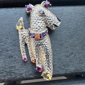Nicky Butler Sterling silver dog pin pendant with gemstones